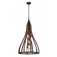 CLA-Khaleesi:ES 60W Oak Dark Red Wood Bell - Pendant Lights